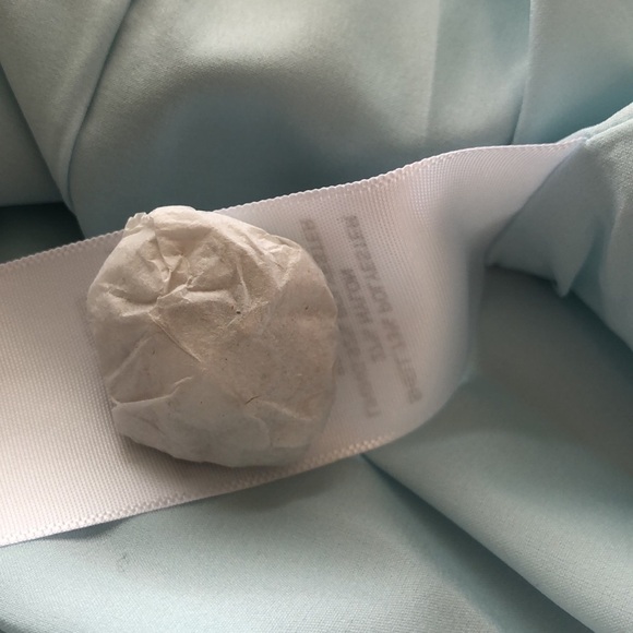 DANIELLE BERNSTEIN Size 6 Delicate Blue Rhinestone Puff Sleeve Satin Mini Dress - Picture 15 of 16